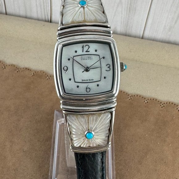 Vintage Sterling Silver Ecclissi Watch Mother of Pearl Dial and Sides - Picture 5 of 10